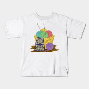 Yarn Basket - Knitting Kids T-Shirt